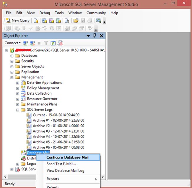 configure database mail